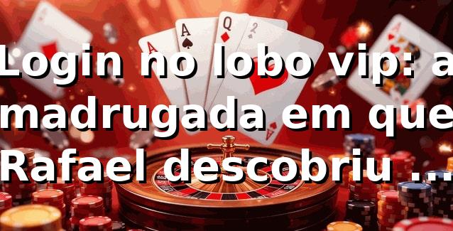 Login no lobo vip: a madrugada em que Rafael descobriu o “clique” 🎰